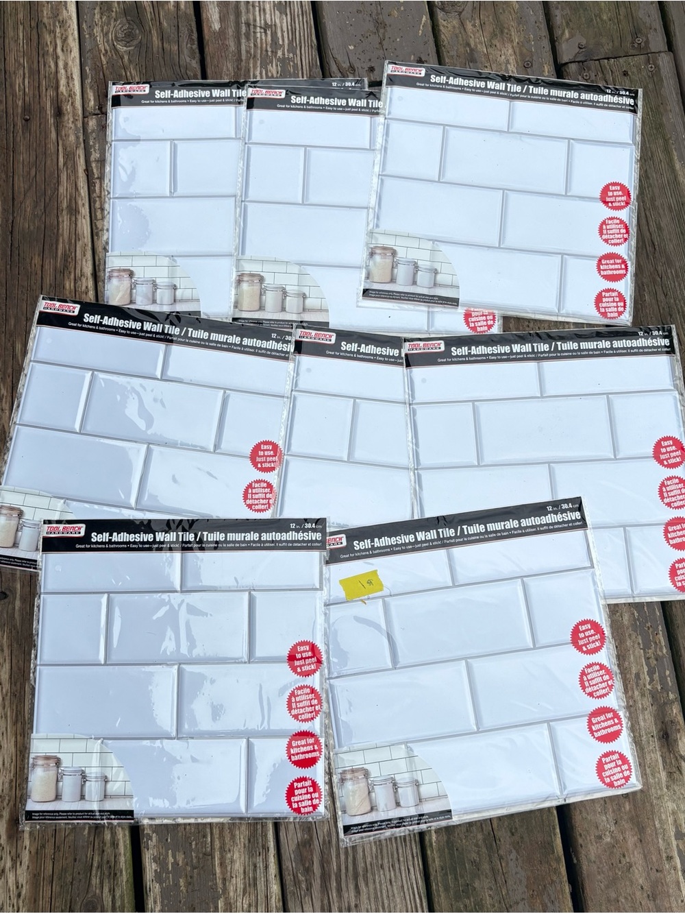 Self-Adhesive White Subway Wall Tile Wall - Lot of 8